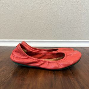 TIEKS by Gavrieli Poppy Orange Coral Leather Ballet Flats Foldable Slip On